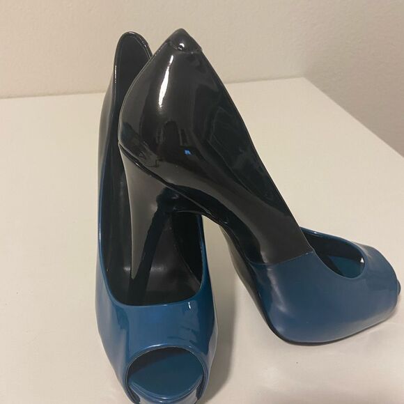 Guess Ombre black-blue Heels Open Toe Size 7M - Picture 8 of 10